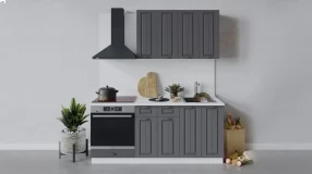 Кухонный гарнитур «Лина» длиной 180 см со шкафом НБ (Белый/Графит)