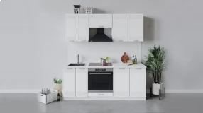Кухонный гарнитур «Долорес» длиной 200 см со шкафом НБ (Белый/Сноу)