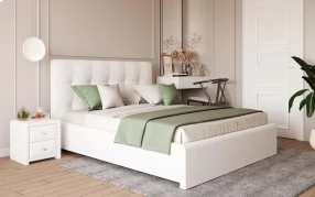 Кровать Монако (латы) Экокожа, 180х200, Nice White, Nice White