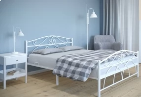 Кровать Морена Металл, 140х190 мм, Белый муар, Белый муар