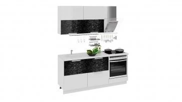 Готовый Набор для кухни длиной - 180 см (со шкафом НБ) ГН72_180_1 (НБ) Белый/черный